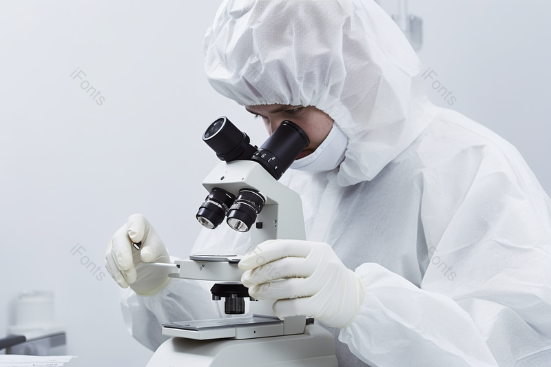 穿防护服的医护人员显微镜下研究病毒,高清,摄影图,摄影图片,图片大全,摄影图免费下载